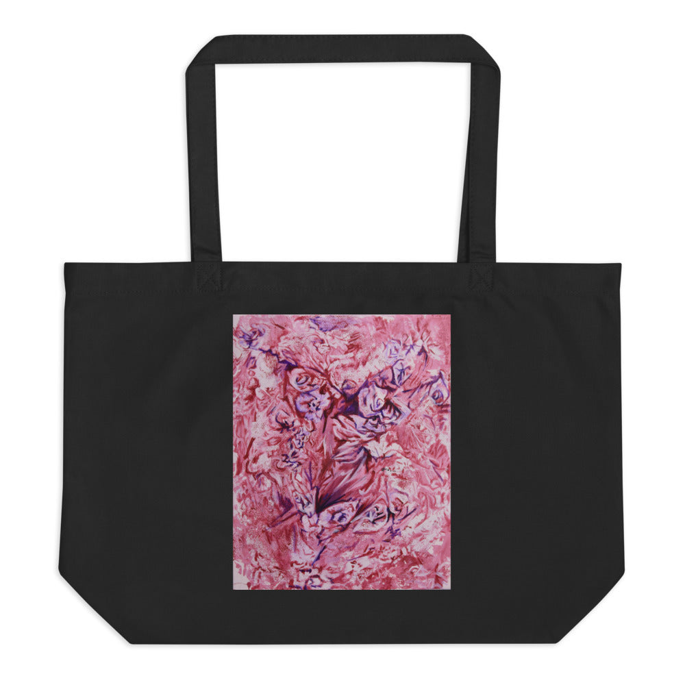"Roses" painting Large organic tote bag