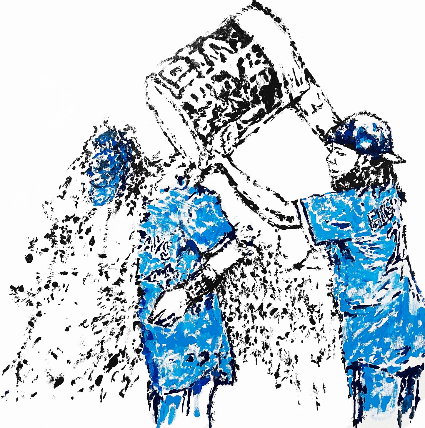 Vladimir Guerrero Jr. pouring water on Bo Bichette